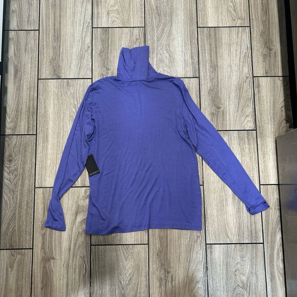 Eloquii Womens Long Sleeve Top 14 Turtleneck Purple Stretchy Basic Winter Wear - Picture 2 of 9